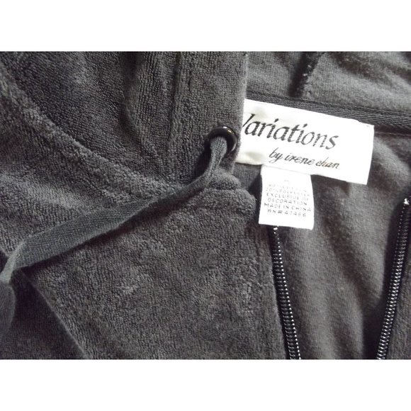 Variations Hoodie Womens Small Dark Charcoal Gray Black Terry Zip Jacket pockets - Picture 7 of 8
